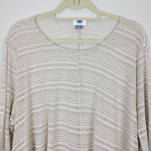Old Navy Cream Knit Stripe Flowy Long Sleeve Top XL - Picture 3 of 16
